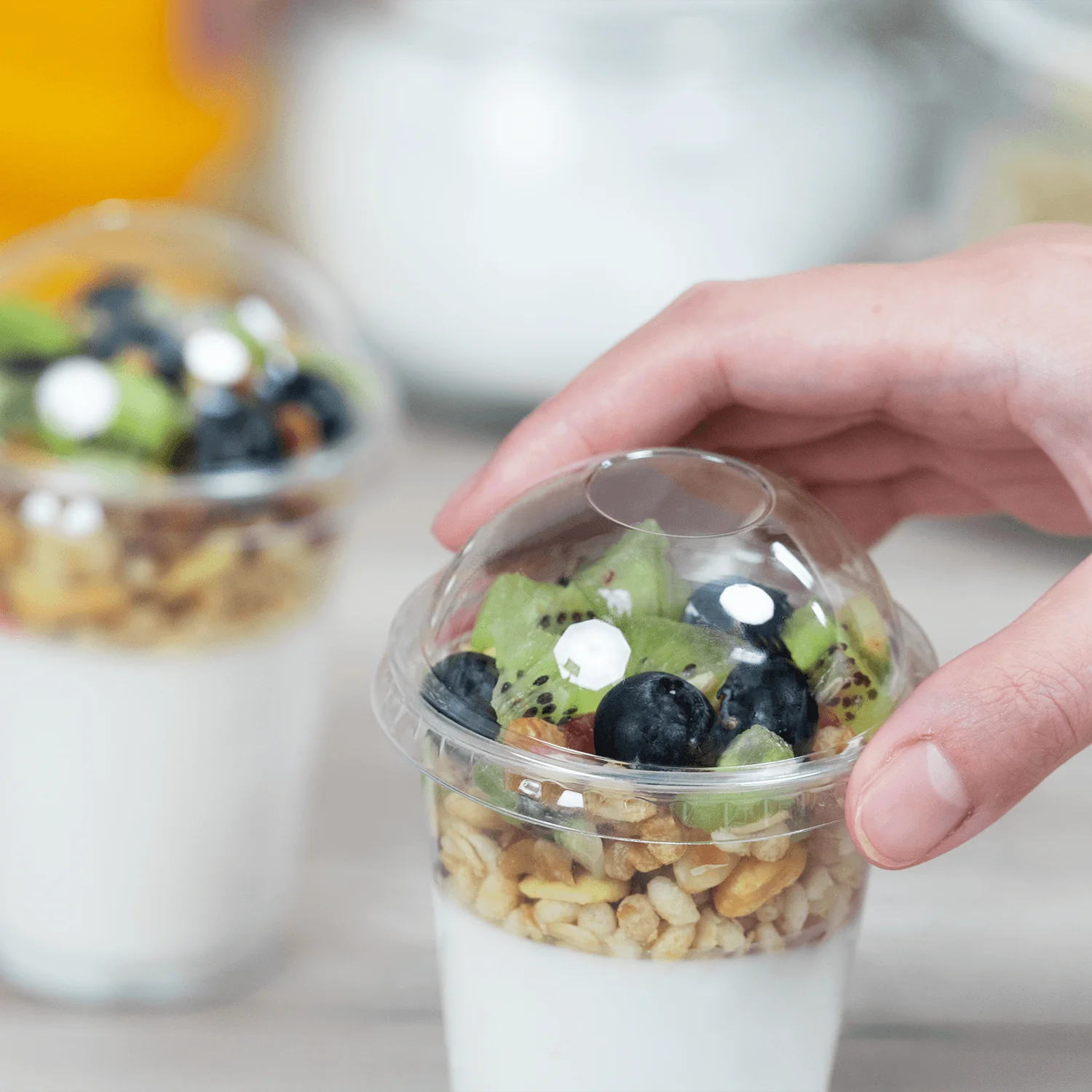 [1,000 ct] 7 oz Dome Cup Lids | PET | No Hole | 74 mm - Image 5