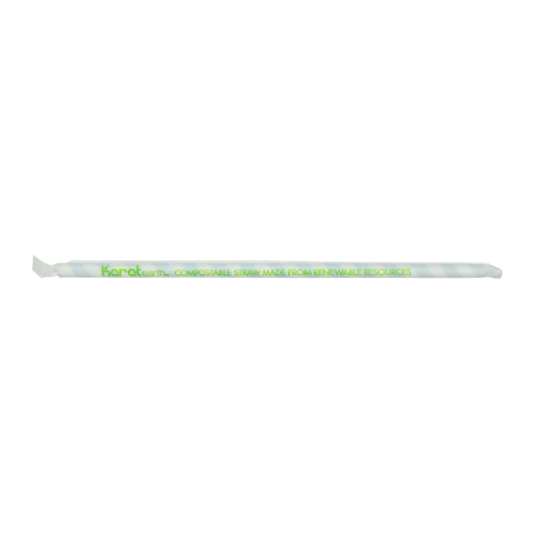 Karat Earth 10.25" Giant Paper Spiral Straw (7mm) Paper Wrapped, Blue & White - 1,200 pcs - Image 5