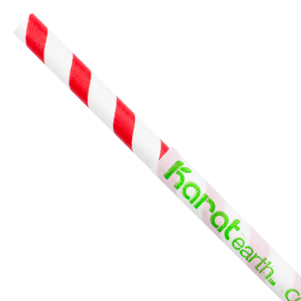Karat Earth 10.25" Giant Paper Spiral Straw (7mm) Paper Wrapped, Red & White -1,200 pcs - Image 2