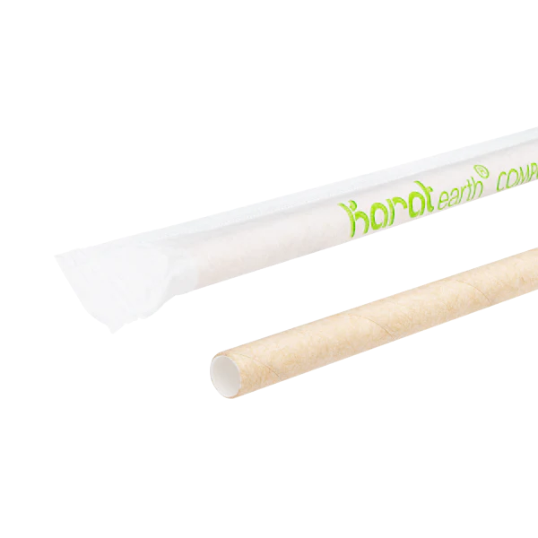 Karat Earth 10.25" Paper Jumbo Straw Paper Wrapped, Kraft - 1,200 pcs - Image 4