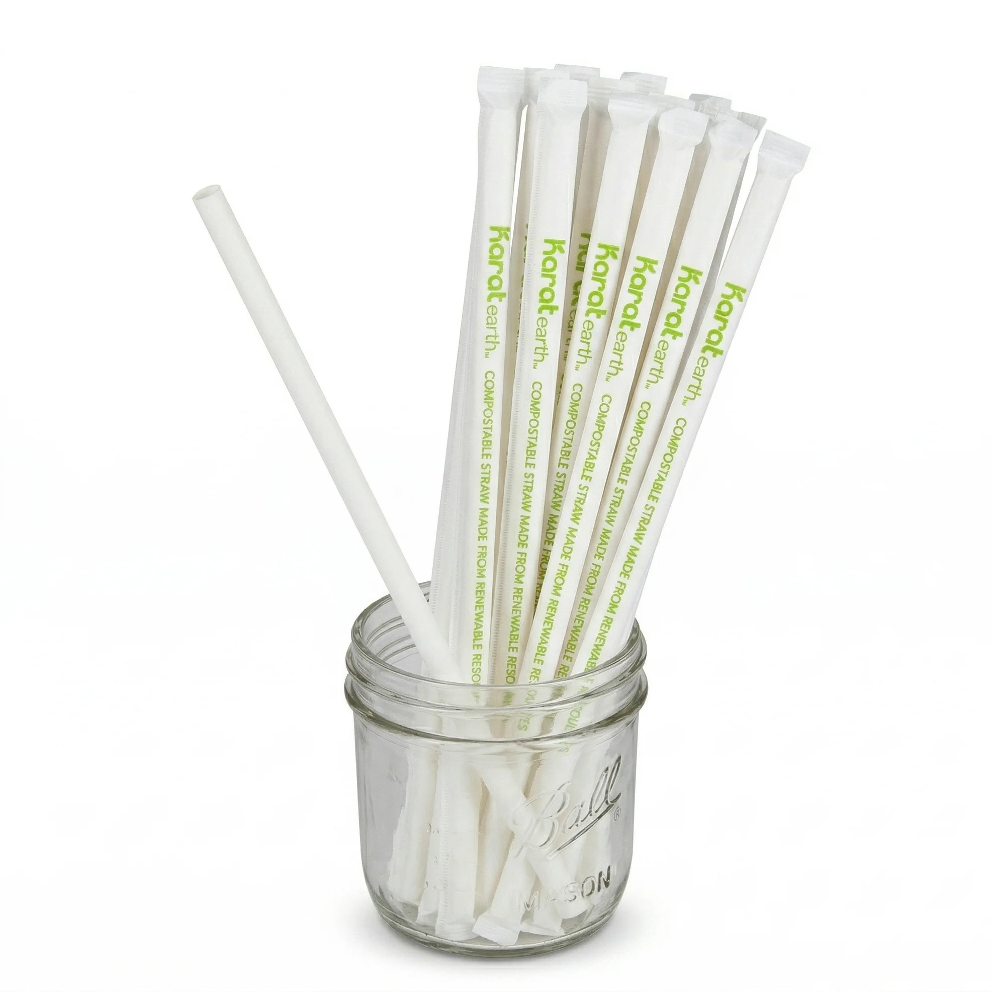 Karat Earth 10.25" Giant Paper Straw (7mm) Paper Wrapped, White - 1,200 pcs - Image 2