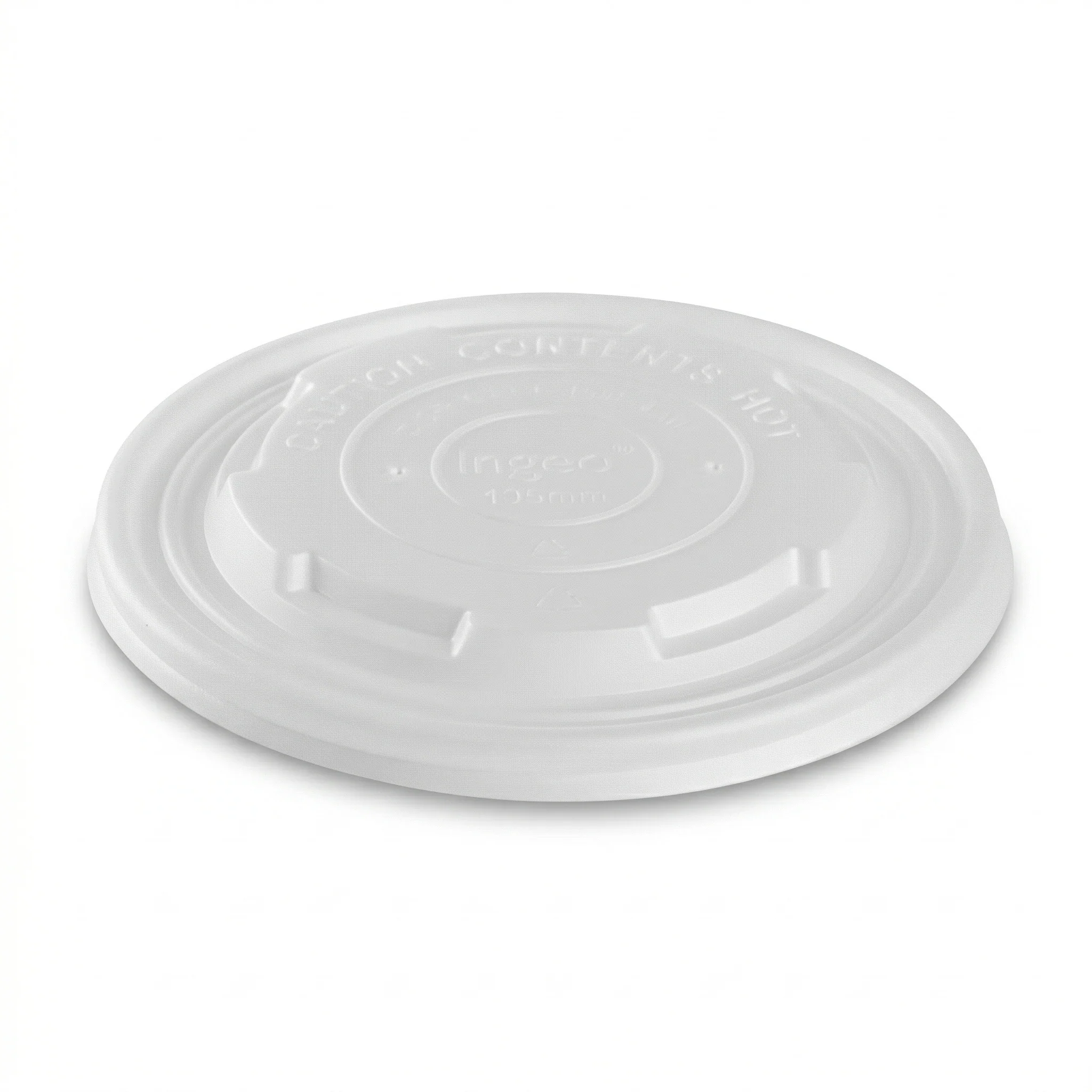 Karat Earth 114.6mm Compostable Flat Lids for 12-16oz Paper Food Container & 24-32oz Gourmet Food Container - 500 pcs - Image 2