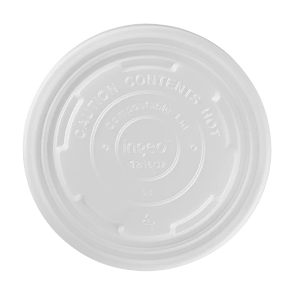 Karat Earth 114.6mm Compostable Flat Lids for 12-16oz Paper Food Container & 24-32oz Gourmet Food Container - 500 pcs - Image 3