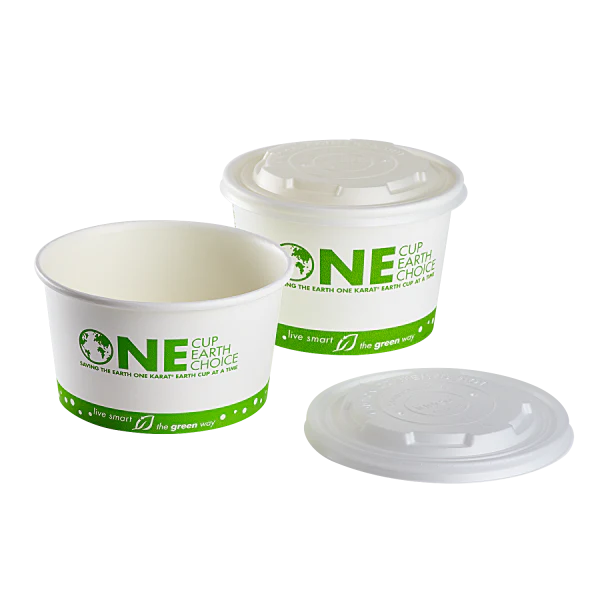 Karat Earth 114.6mm Compostable Flat Lids for 12-16oz Paper Food Container & 24-32oz Gourmet Food Container - 500 pcs - Image 4