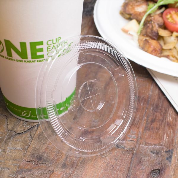 Karat Earth PLA Flat Lid for Eco-Friendly 12-22 oz Paper Cold Cup (90mm) - 1,000 pcs - Image 3