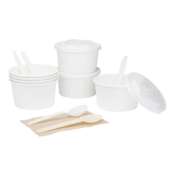 Karat Earth 12oz Eco-Friendly Paper Food Containers (114.6mm), White - 500 pcs - Image 8