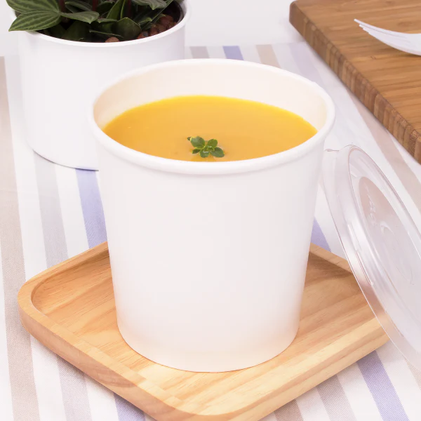 [500 ct] 16 oz Gourmet Paper Food Container | White | 96 mm