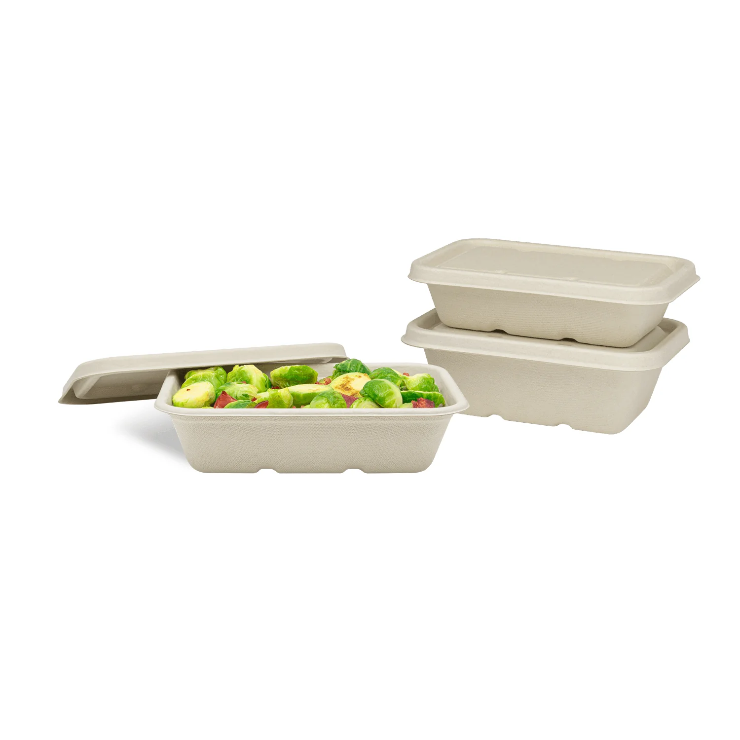 Karat Earth 16oz Natural Bagasse Take Out Container, Rectangular - 500 pcs - Image 2