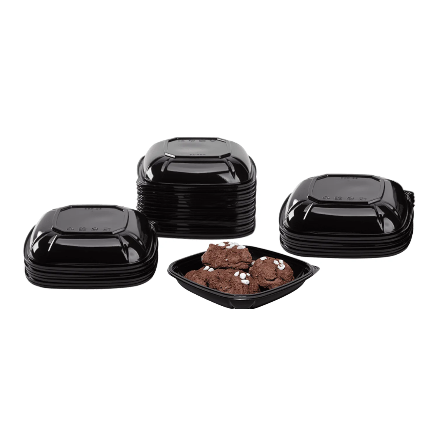 [300 ct] 24 oz Square Disposable Salad Bowl | PET | Black - Image 2