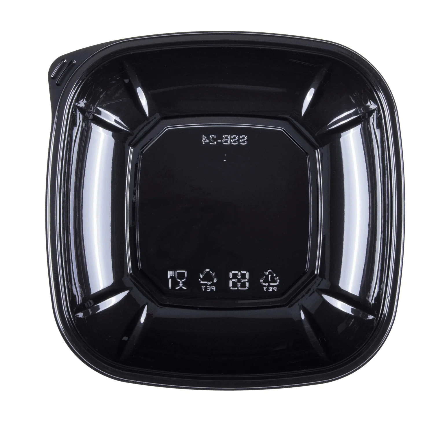 [300 ct] 24 oz Square Disposable Salad Bowl | PET | Black - Image 6