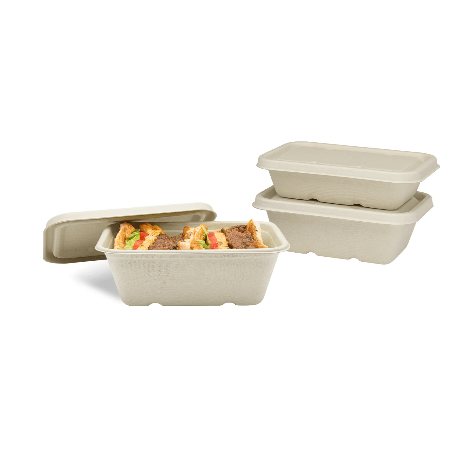 Karat Earth 24oz Natural Bagasse Take Out Container, Rectangular - 500 pcs - Image 2