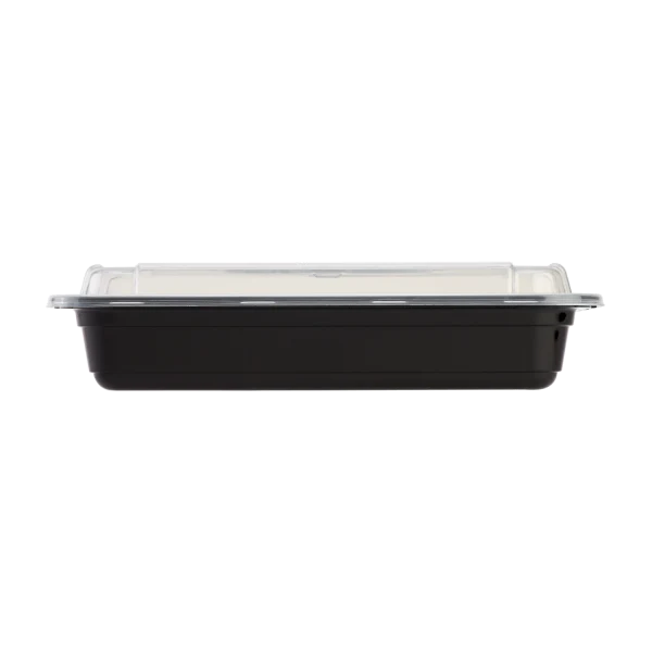 [150 sets] 28 oz PP Plastic Microwavable Rectangular Food Containers & Lids, Black - Image 6
