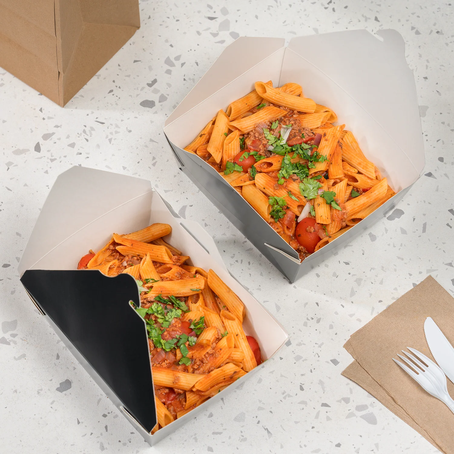 [300 ct] Paper Fold To-Go Containers | 48 fl oz | Black - Image 3
