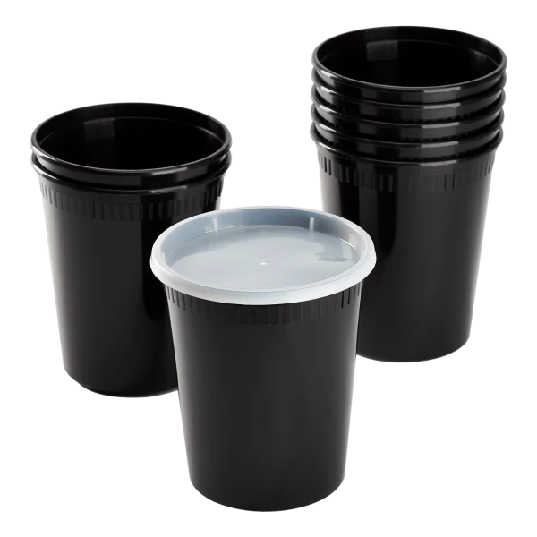 [240 sets] 32 oz Deli Containers with Lids | Injection Molded PP | Black - Image 6