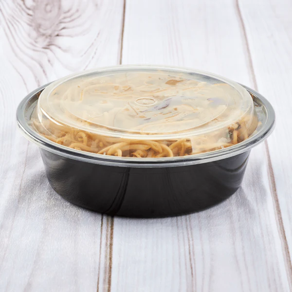 [150 sets] 32 oz PP Plastic Microwavable Round Food Containers & Lids, Black - Image 4