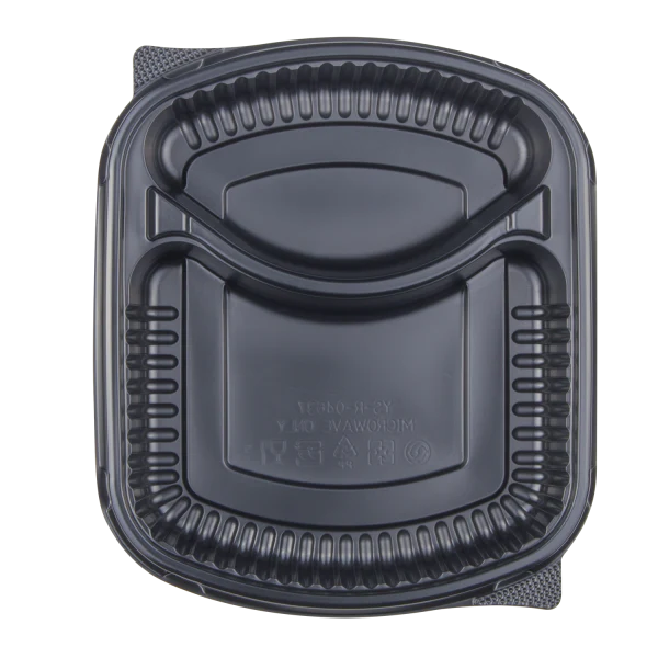 [300 ct] 36 oz Microwaveable Take-Out Box | 2-Compartment | PP | Black - Image 5