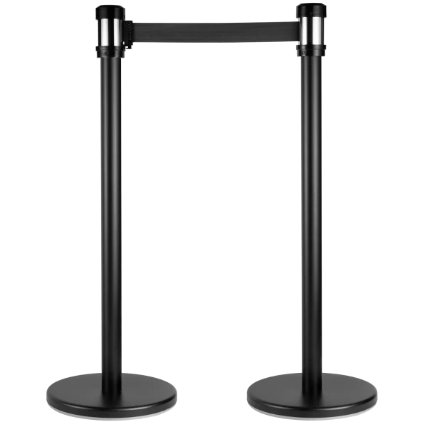 38" Black Guidance Stanchion with 78" Black Retractable Belt - Set of 2 - Image 2