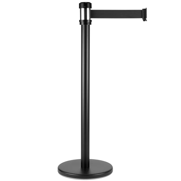38" Black Guidance Stanchion with 78" Black Retractable Belt - Set of 2 - Image 4