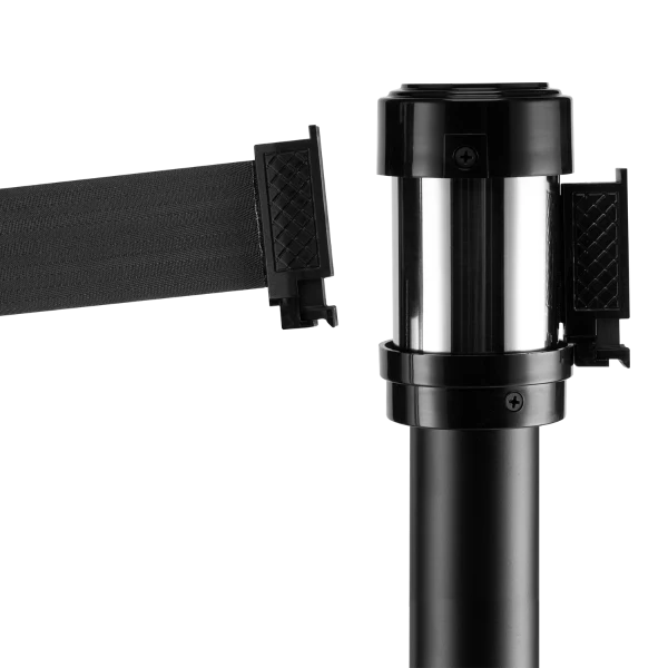 38" Black Guidance Stanchion with 78" Black Retractable Belt - Set of 2 - Image 7