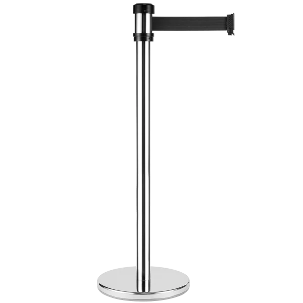 38" Silver Guidance Stanchion with 78" Black Retractable Belt - Set of 2 - Image 3