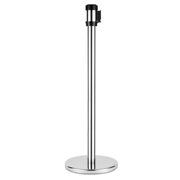 38" Silver Guidance Stanchion with 78" Black Retractable Belt - Set of 2 - Image 4