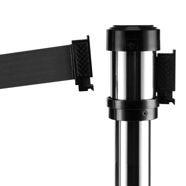 38" Silver Guidance Stanchion with 78" Black Retractable Belt - Set of 2 - Image 6