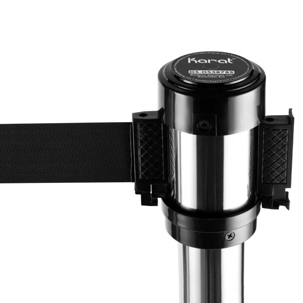 38" Silver Guidance Stanchion with 78" Black Retractable Belt - Set of 2 - Image 8