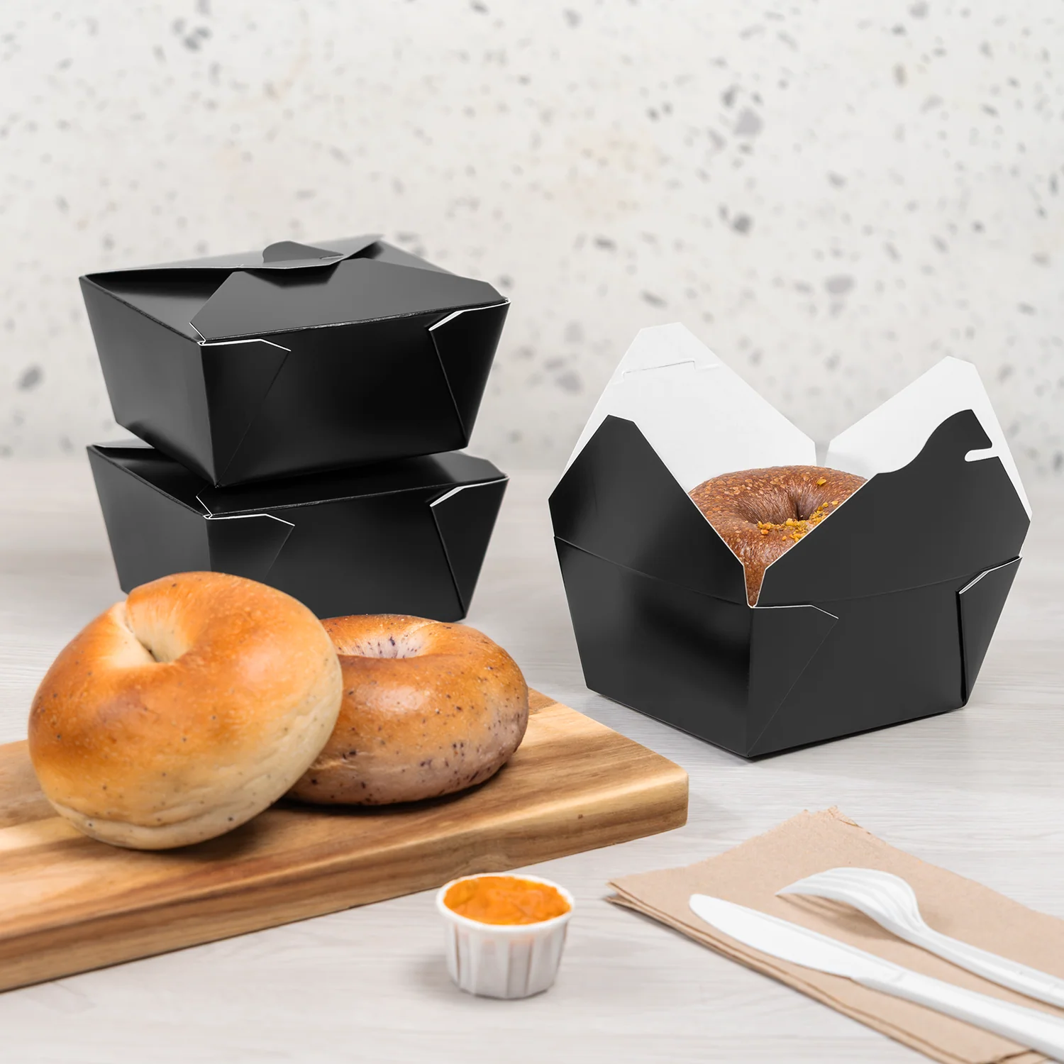 [450 ct] Paper Fold To-Go Containers | 30 fl oz | Black - Image 3