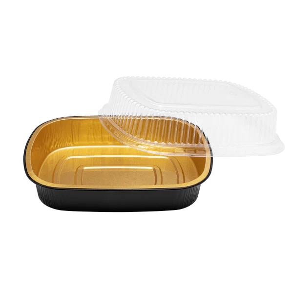 [50 sets] 48 oz Black and Gold Aluminum Pans with PET Dome Lids - Image 6