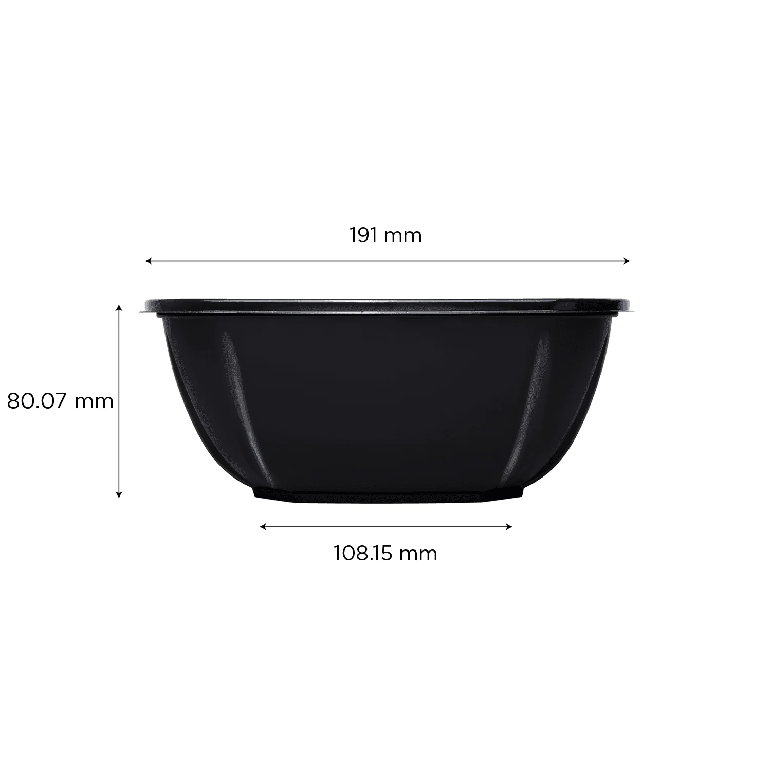 [300 ct] 48 oz Square Disposable Salad Bowl | PET | Black - Image 4