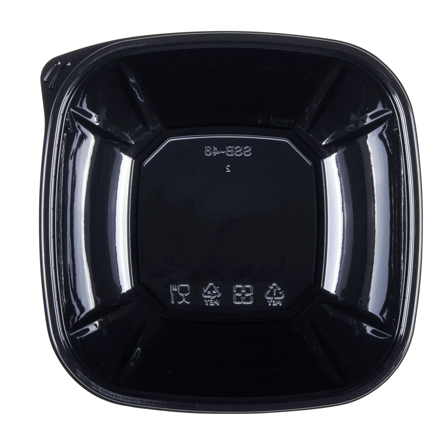 [300 ct] 48 oz Square Disposable Salad Bowl | PET | Black - Image 6