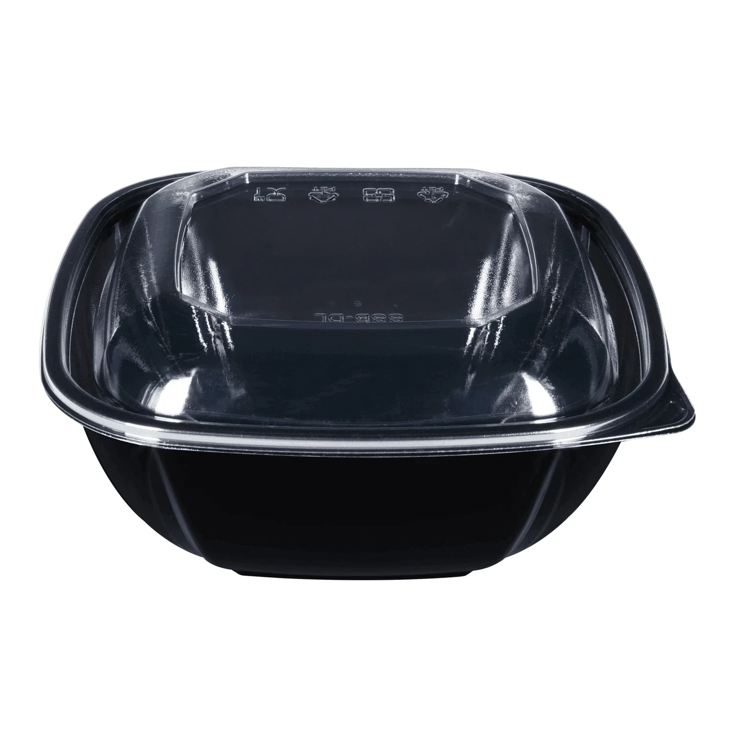 [300 ct] 48 oz Square Disposable Salad Bowl | PET | Black - Image 7