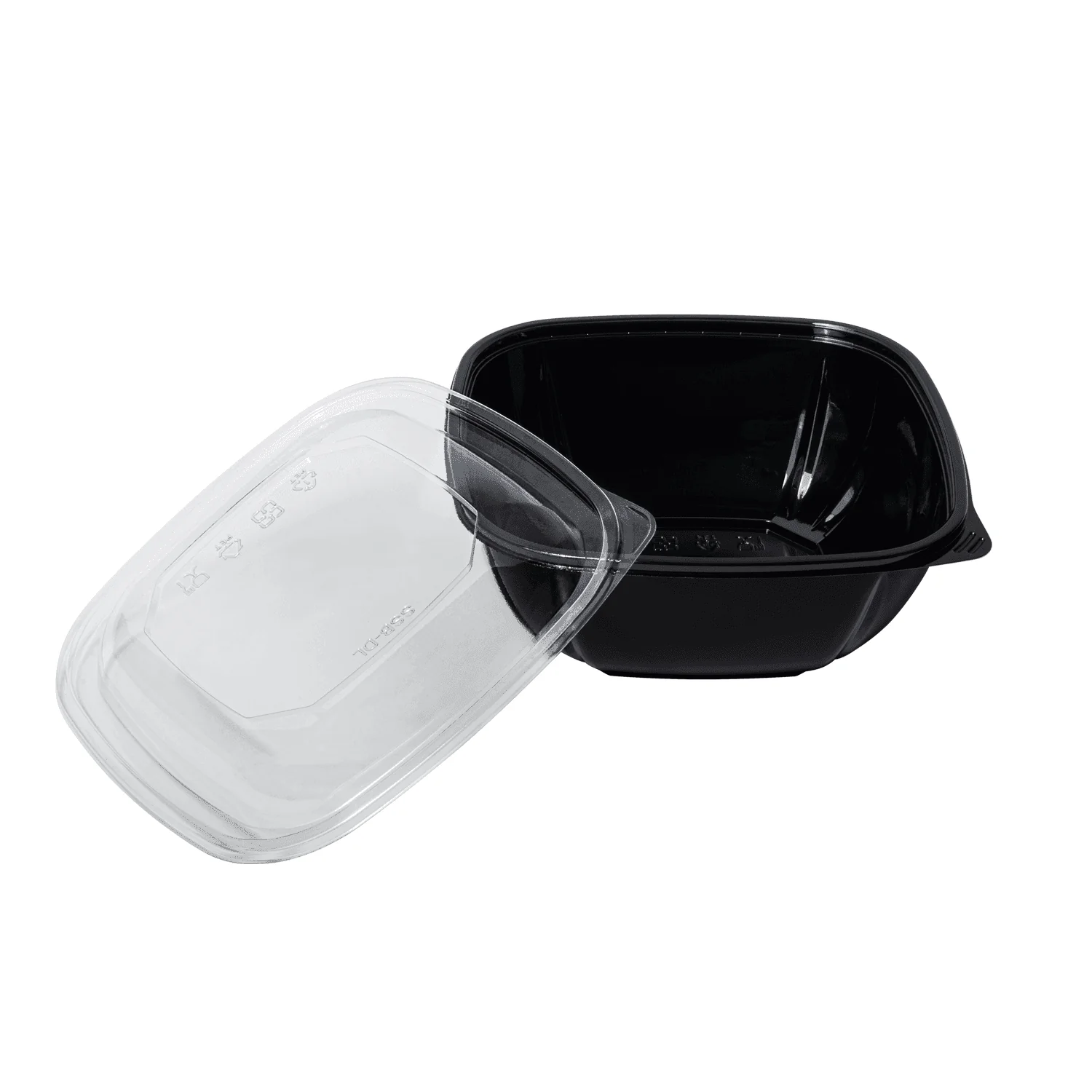 [300 ct] 48 oz Square Disposable Salad Bowl | PET | Black - Image 8