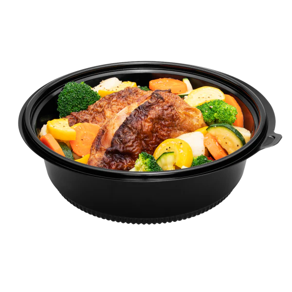 [150 ct] 48 oz PP Round Microwaveable Container, Black - Image 5