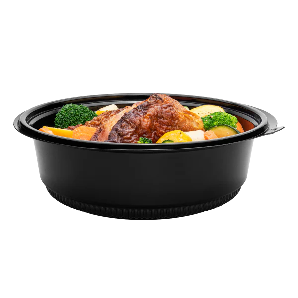 [150 ct] 48 oz PP Round Microwaveable Container, Black - Image 6