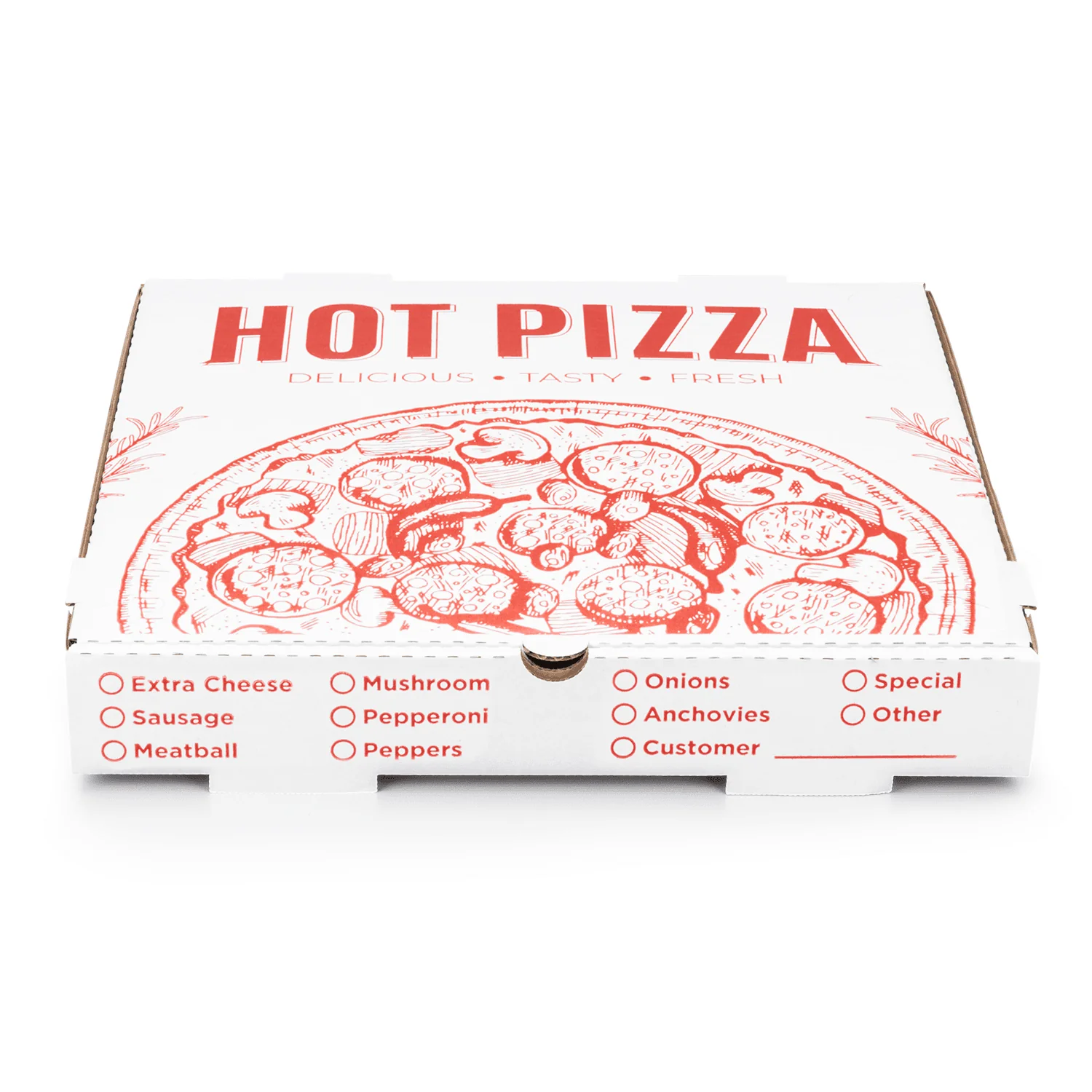 [50 ct] Corrugated Pizza Box, 14''x14''x2'', Generic Print - Image 2