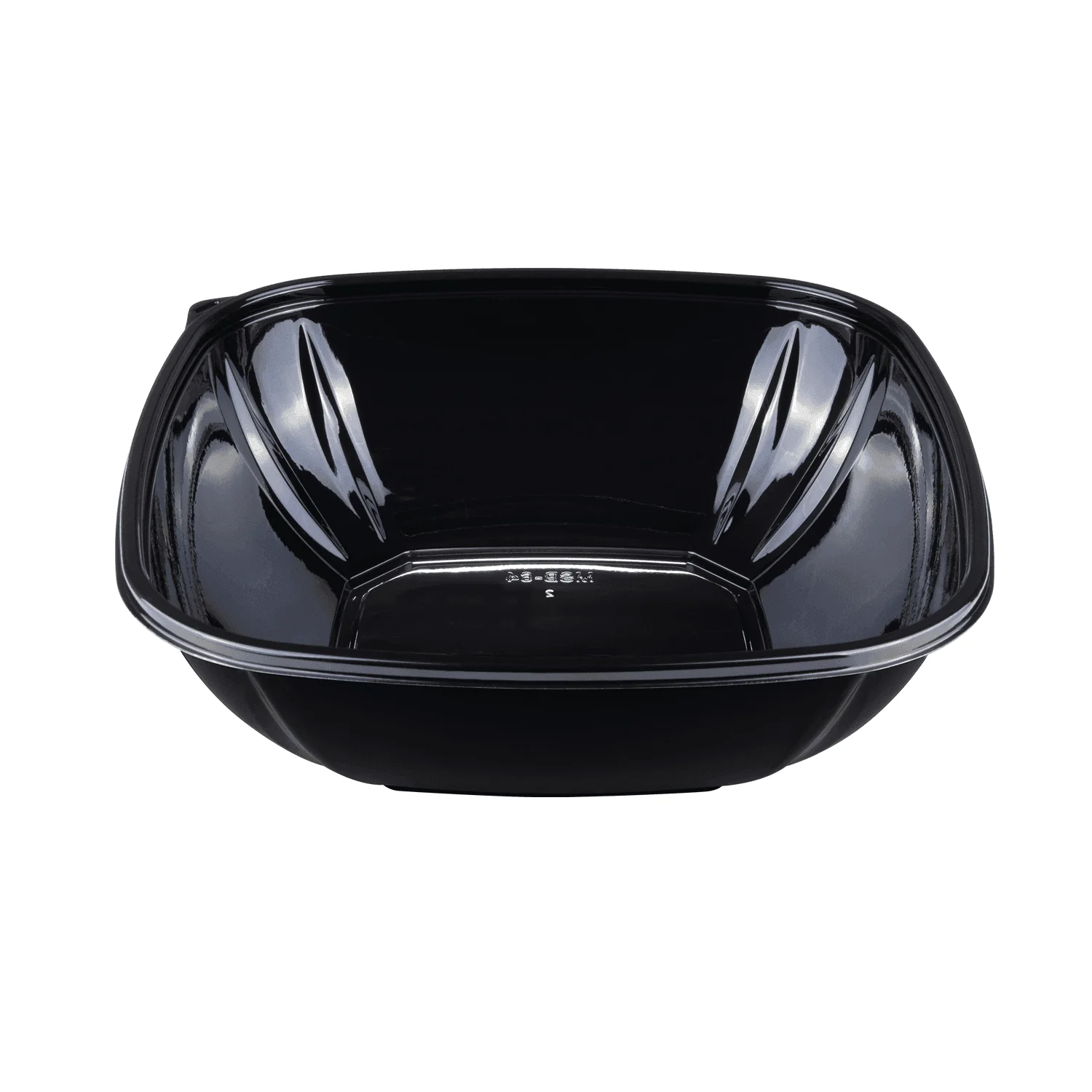 [150 ct] 64 oz Square Disposable Salad Bowl | PET | Black - Image 2