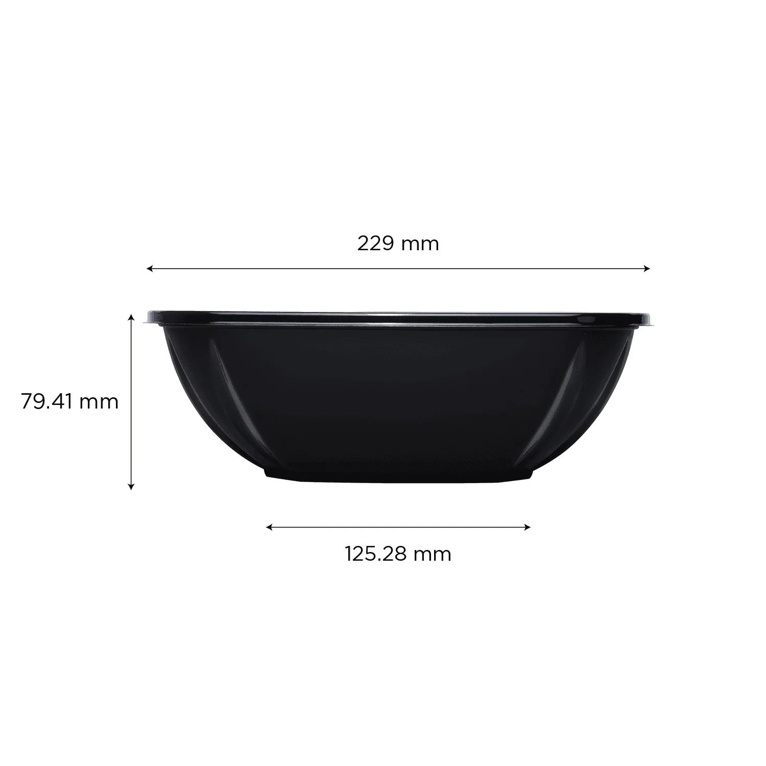 [150 ct] 64 oz Square Disposable Salad Bowl | PET | Black - Image 4