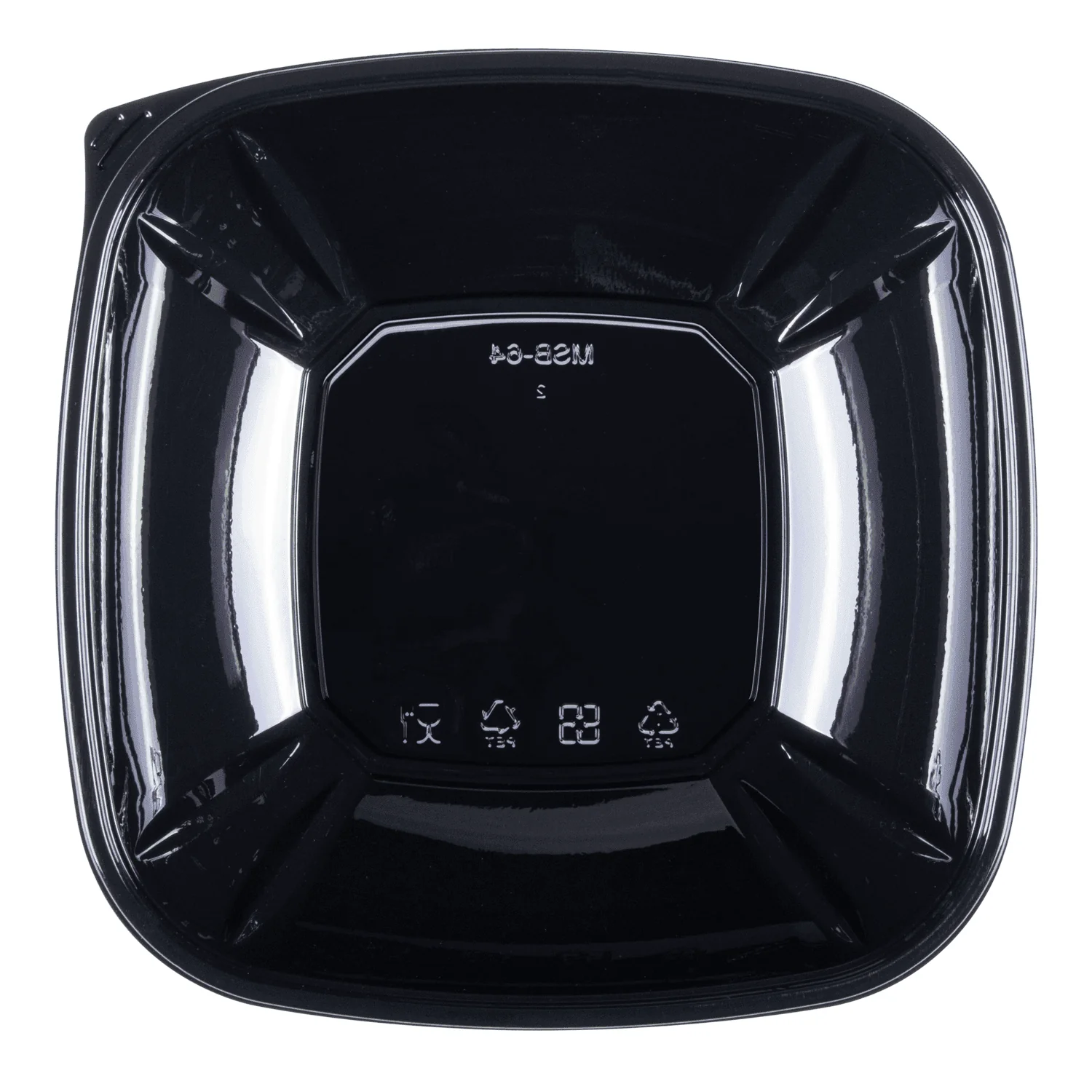 [150 ct] 64 oz Square Disposable Salad Bowl | PET | Black - Image 5