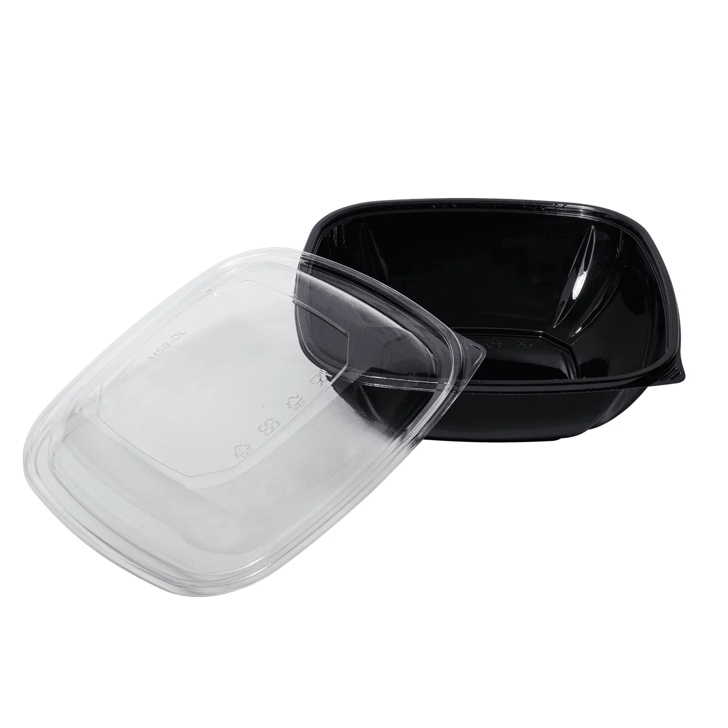 [150 ct] 64 oz Square Disposable Salad Bowl | PET | Black - Image 8