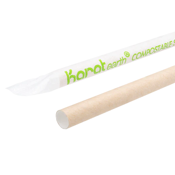 Karat Earth 7.75" Giant Paper Straw Paper Wrapped, Kraft - 2,000 pcs - Image 4