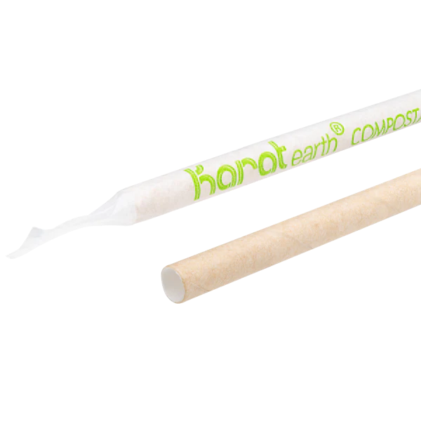Karat Earth 7.75" Paper Jumbo Straw Paper Wrapped, Kraft - 2,000 pcs - Image 4
