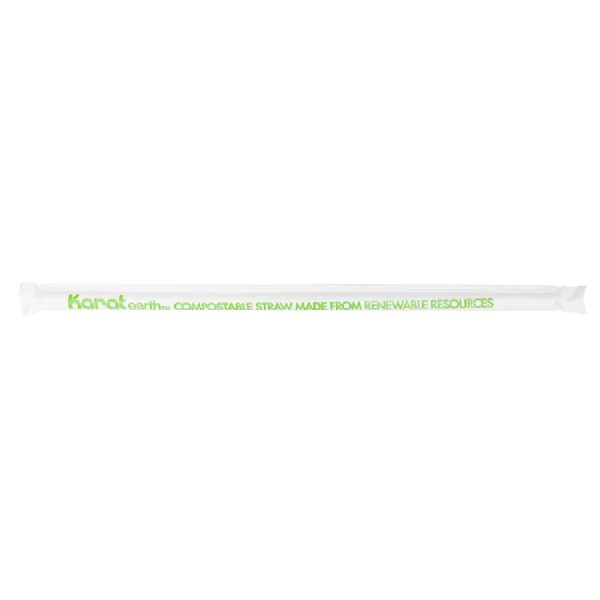 Karat Earth 8.75" Giant PLA Straw (7mm) Paper Wrapped, Clear - 2,500 pcs - Image 4