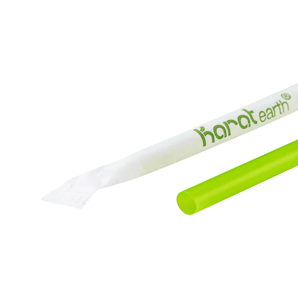 Karat Earth 8.75" Giant PLA Straw (7mm) Paper Wrapped, Green - 2,500 pcs - Image 3