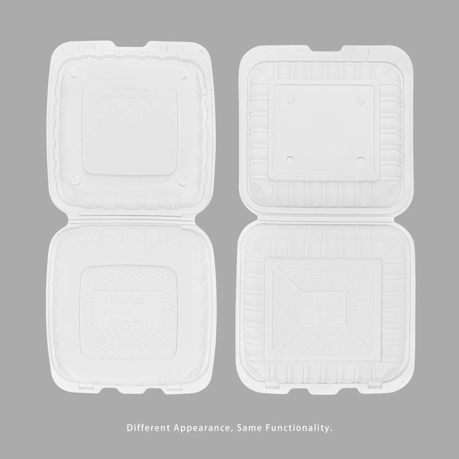 Karat Earth 8" x 8" Mineral Filled PP Hinged Container, White - 200 pcs - Image 8
