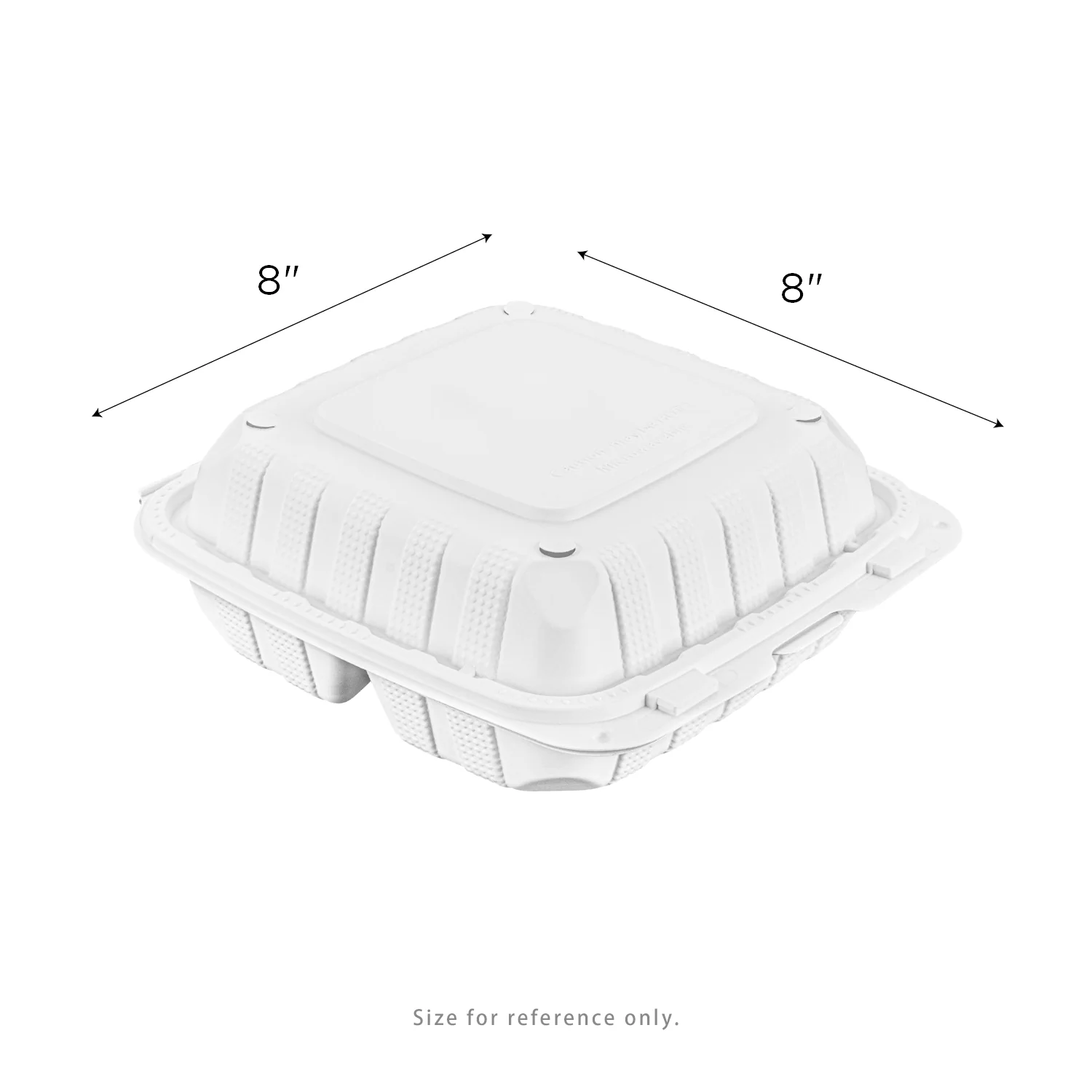 Karat Earth 8" x 8" Mineral Filled PP Hinged Container, White, 3 compartments - 200 pcs - Image 5