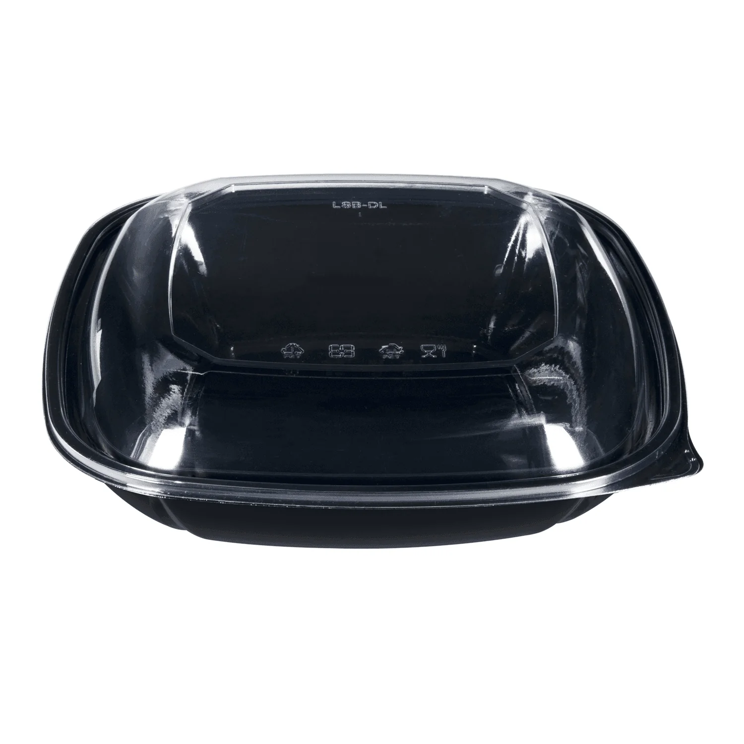 [50 ct] 80 oz Square Disposable Salad Bowls | PET | Black - Image 6