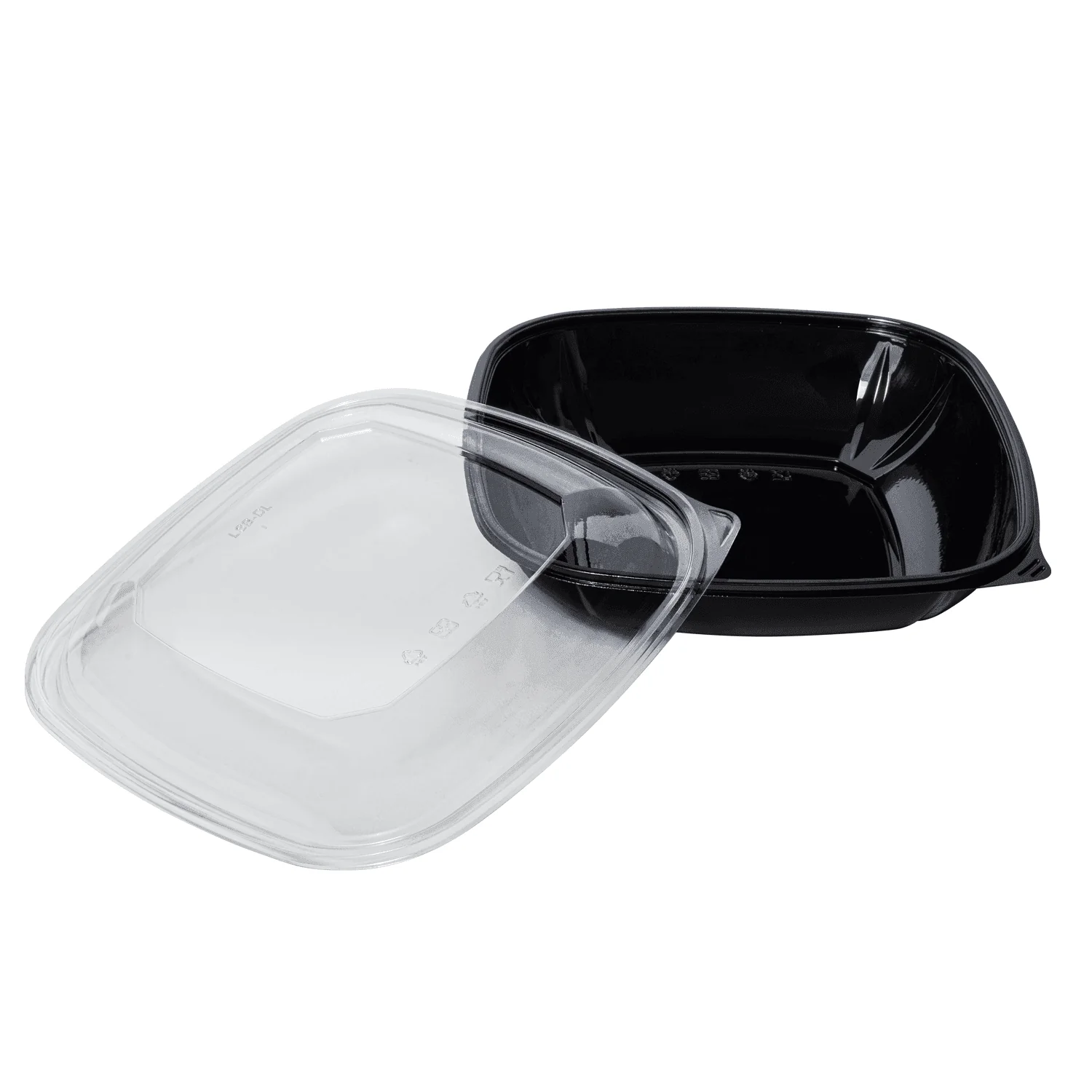 [50 ct] 80 oz Square Disposable Salad Bowls | PET | Black - Image 7