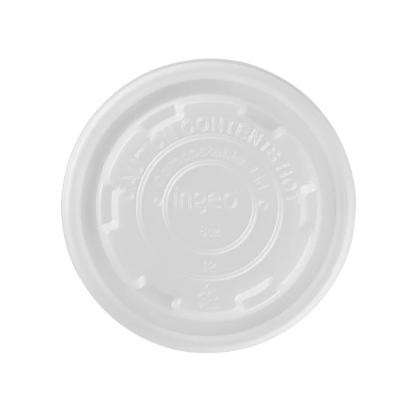 Karat Earth 90.8mm Compostable Flat Lids for 6-10 oz Paper Food Container, White - 1,000 pcs - Image 3