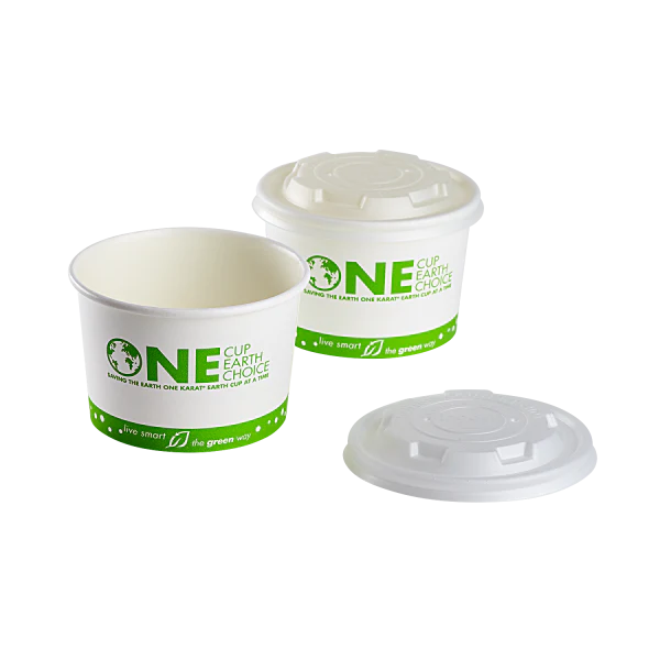Karat Earth 90.8mm Compostable Flat Lids for 6-10 oz Paper Food Container, White - 1,000 pcs - Image 4